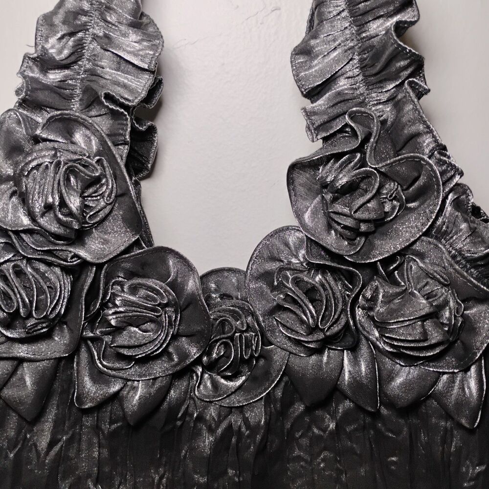 Metallic Crinkled Rose Sack Shoulder Bag Futuristic Space Cadet Coquette Fantasy - Picture 3 of 7